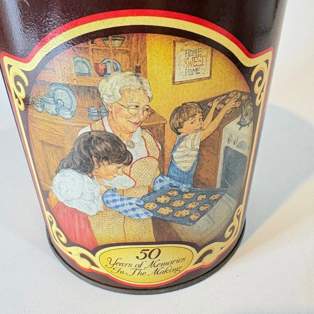 Vintage Nestle Toll House Morsels 50th Anniversary Tin Brown Cookie Tin